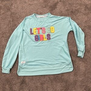 Simple Southern “Let’s Go Girls” chenille patch sweatshirt with pockets - Size L